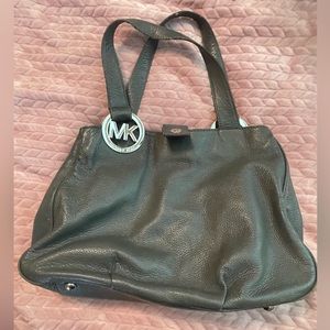 Michael Kors shoulder bag, gray leather. GUC